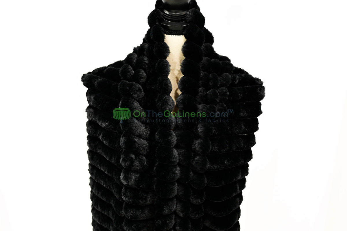 Striped Rabbit Fur Fabric by the Yard | Ultra-Soft Plush Faux Fur | 64/66” Wide | Available in Multiple Colors