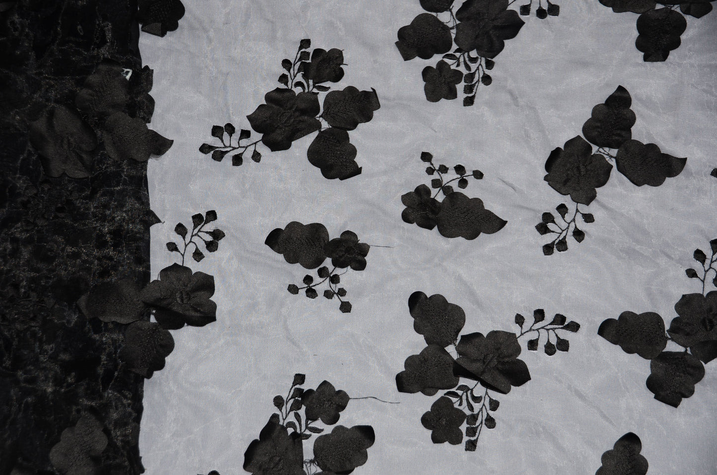 Applique Embroidered Organza Fabric by the Yard Double Side Scallop