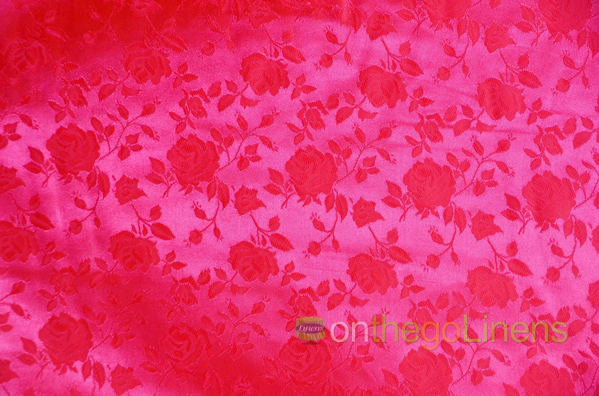 Floral Jacquard Satin Fabric by the Yard | Isabella Floral Jacquard | 60 Wide | Rose Jacquard Satin Fabric |