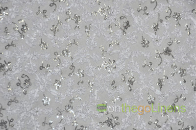 Luxury Mesh Embroidery Fabric | Mesh Sequins Embroidery Fabric | Multiple Colors | 52" Wide |