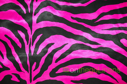 Zebra Print Charmeuse Satin Fabric | Silky Satin Zebra Print Fabric | 100% Polyester |