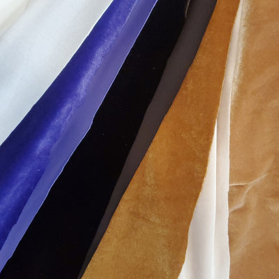 Stretch Velvet Fabric by the Yard | Soft and Smooth Spandex Velvet Fabric | 60" wide | Multiple Colors | Wholesale Bolt Available |