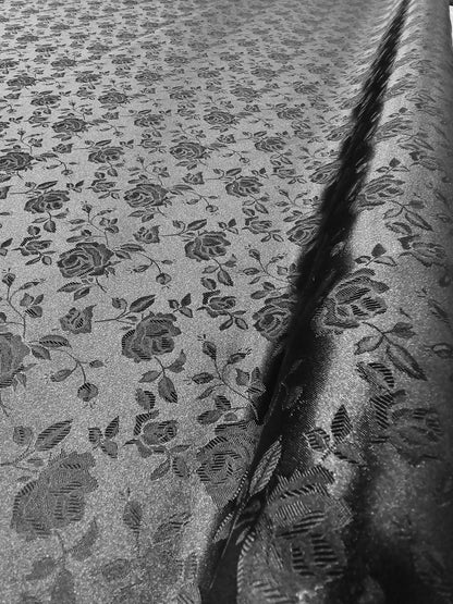 Floral Jacquard Satin Fabric by the Yard | Isabella Floral Jacquard | 60 Wide | Rose Jacquard Satin Fabric |