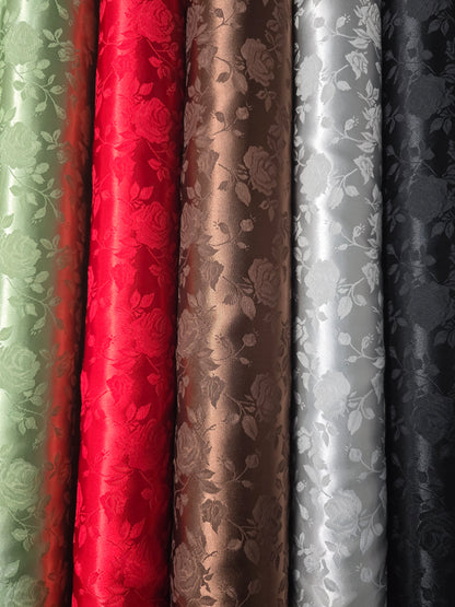 Floral Jacquard Satin Fabric by the Yard | Isabella Floral Jacquard | 60 Wide | Rose Jacquard Satin Fabric |