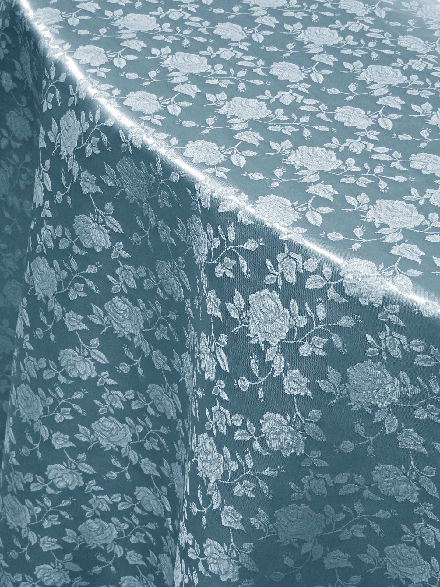 Floral Jacquard Satin Table Linens | Isabella Floral Jacquard Tablecloth | Rose Jacquard Satin Tablecloth |
