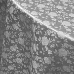 Floral Jacquard Satin Table Linens | Isabella Floral Jacquard Tablecloth | Rose Jacquard Satin Tablecloth |