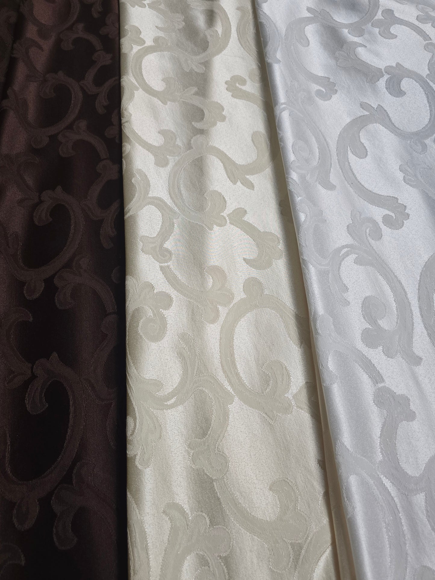 Scarlet Brocade Fabric by the Yard | Damask Brocade Fabric | 60 Wide | White Ivory Brown |