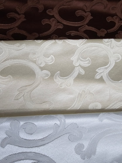Scarlet Brocade Fabric by the Yard | Damask Brocade Fabric | 60 Wide | White Ivory Brown |