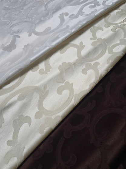 Scarlet Brocade Fabric by the Yard | Damask Brocade Fabric | 60 Wide | White Ivory Brown |