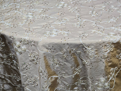 Ribbon Taffeta with Sequins Fabric by the Yard | Sequins Ribbon Taffeta Fabric | 54" Wide |
