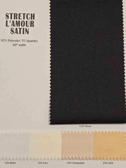 Stretch Lamour Satin Fabric by the Yard | Stretch Matte Satin | Stretch Duchess Satin Fabric for Bridal, Wedding, Costumes |