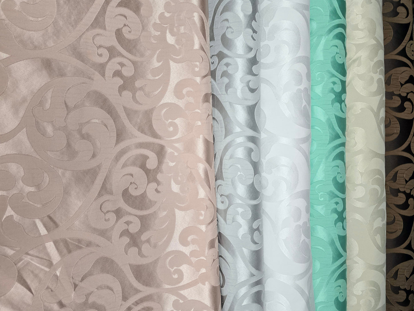 Victorian Damask Event Drapery Panels | Classic Jacquard Curtains | 100% Polyester |