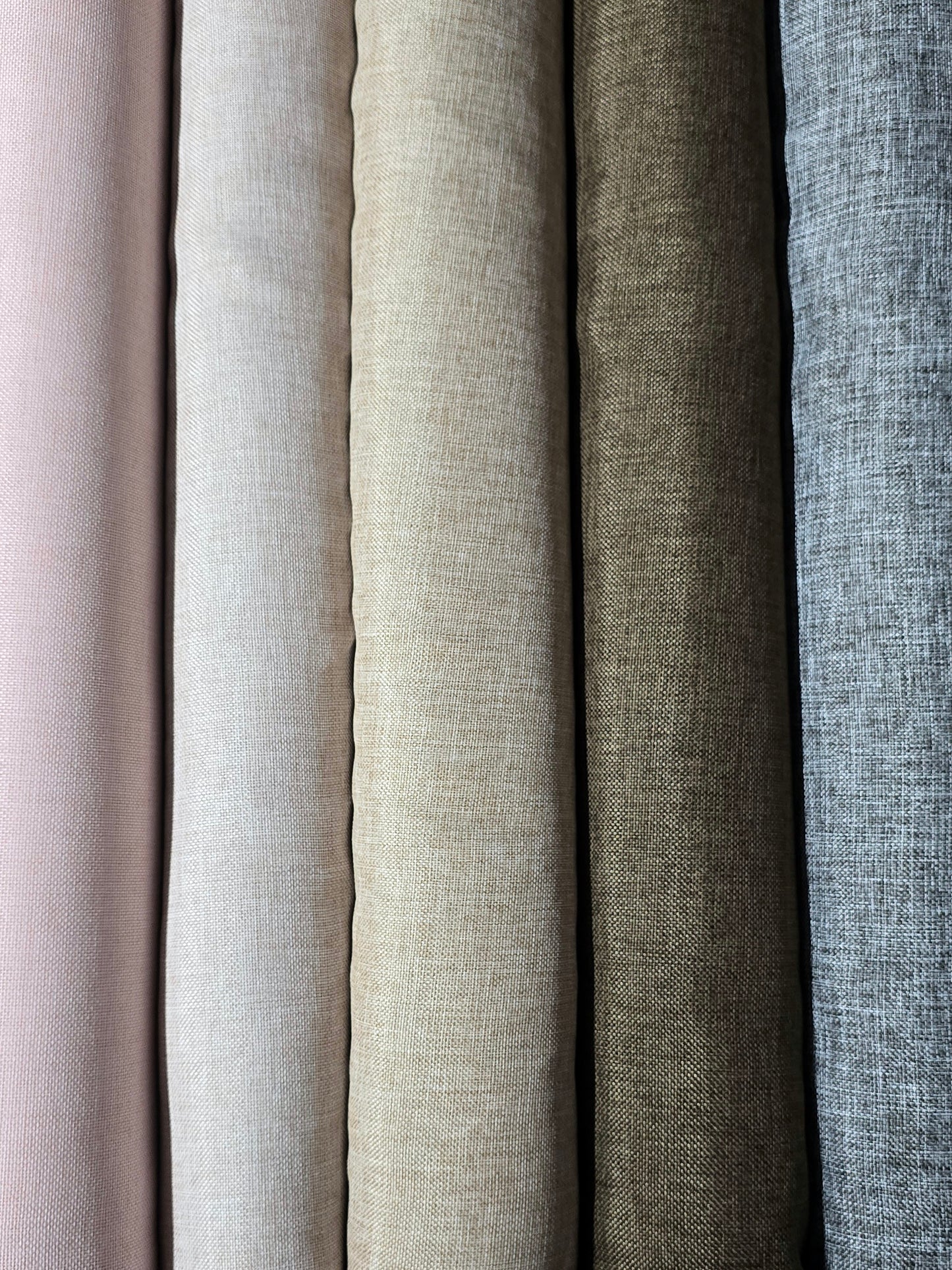 Vintage Linen Event Drapery Panels | Imitation Burlap Curtains | Washable 100% Polyester Burlap |