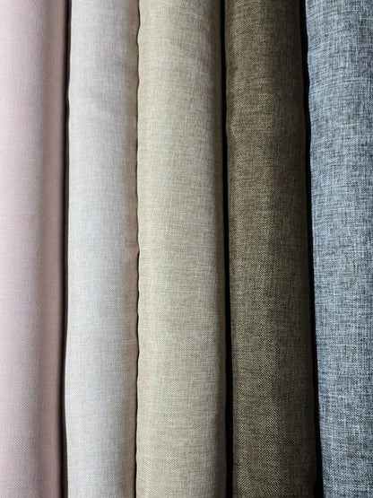 Vintage Linen Event Drapery Panels | Imitation Burlap Curtains | Washable 100% Polyester Burlap |