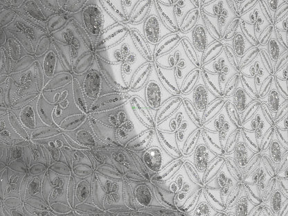 Coco Star Embroidery Fabric by the Yard | Metallic Coco Star Embroidery in Gold and Silver |
