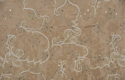 Ribbon Taffeta with Sequins Fabric by the Yard | Sequins Ribbon Taffeta Fabric | 54" Wide |