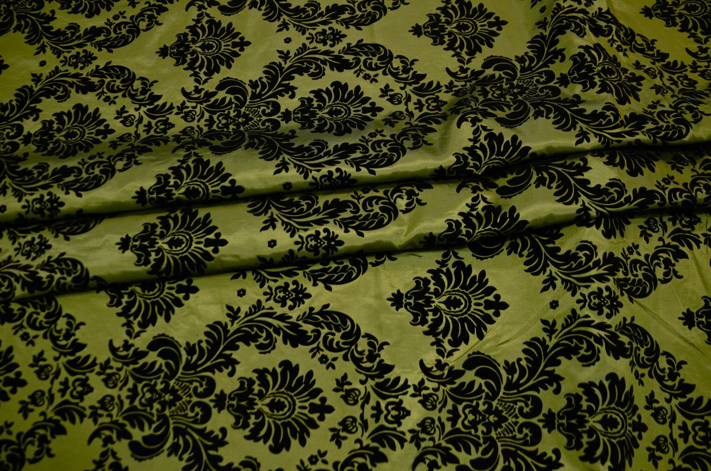 Damask Flocking Taffeta Fabric by the Yard | Flocking Velvet Damask Fabric | 60" wide |