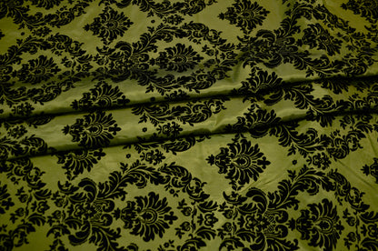 Damask Flocking Taffeta Fabric by the Yard | Flocking Velvet Damask Fabric | 60" wide |