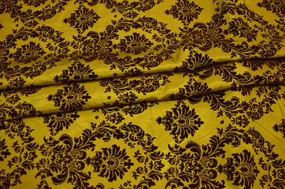 Damask Flocking Yellow on Black