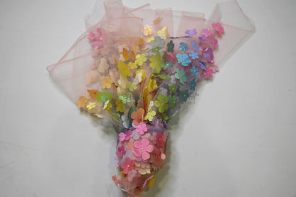 Rainbow 3D Flower Embroidered Tulle | Light & Soft | Ideal for Gowns, Kidswear & Cosplay
