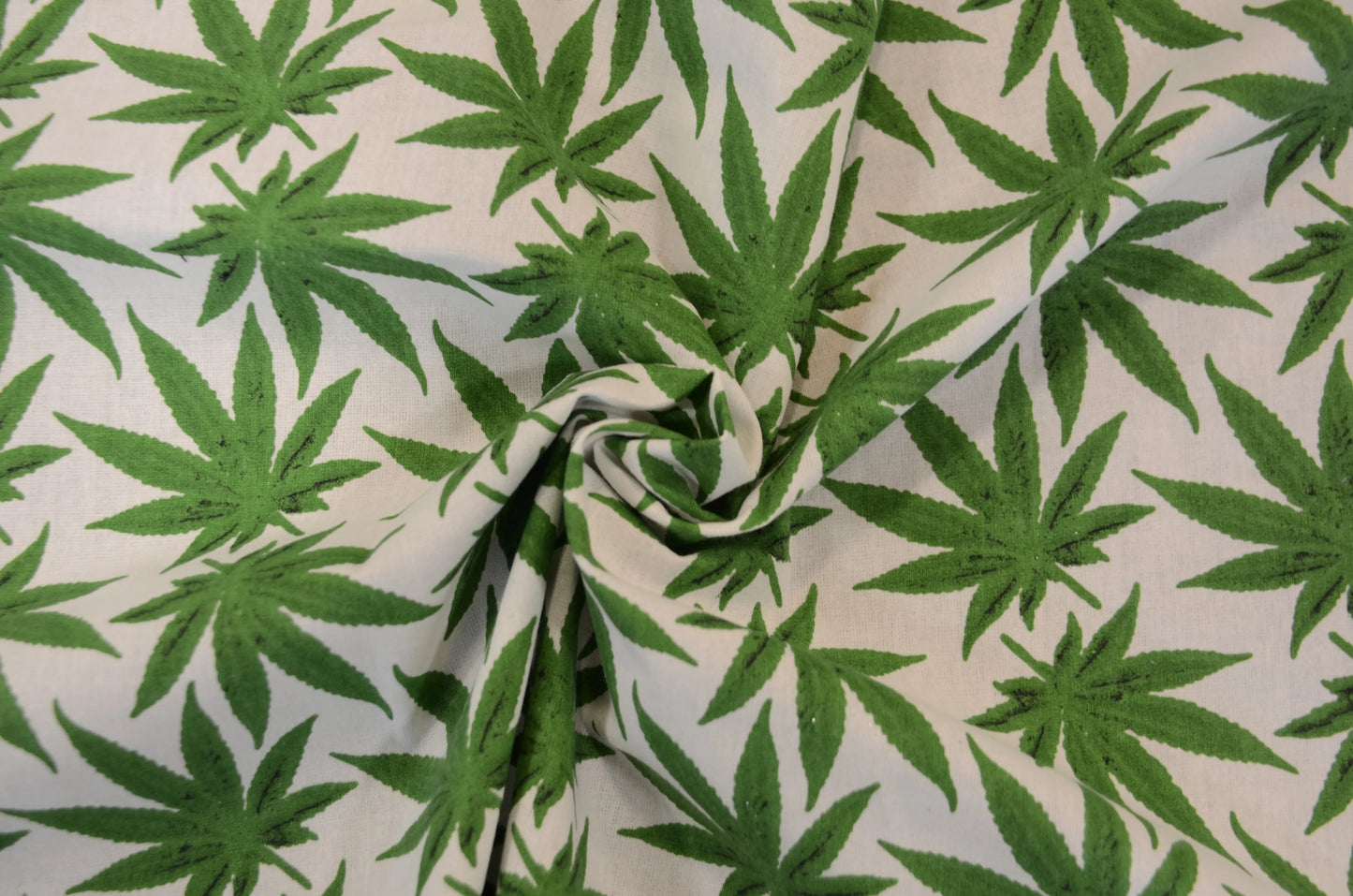 Marijuana Cannabis Leaf Cotton Fabric | Ganja Flower Cotton Fabric | 100% Cotton | Hemp Leaf Pattern |
