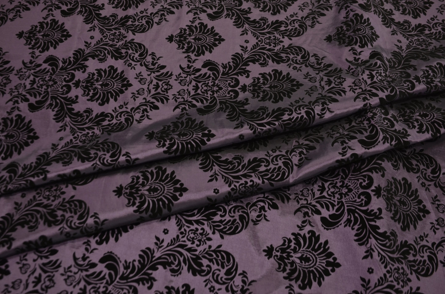 Damask Flocking Taffeta Fabric by the Yard | Flocking Velvet Damask Fabric | 60" wide |