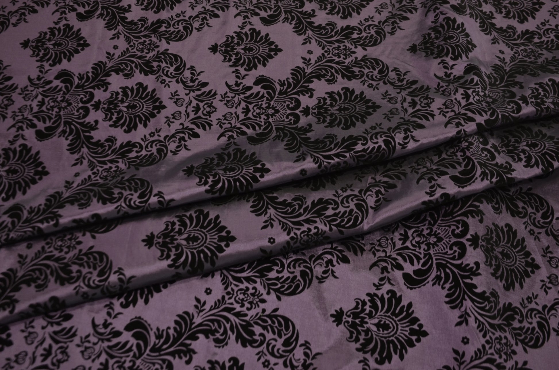 Damask Flocking Plum on Black