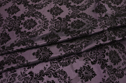 Damask Flocking Plum on Black