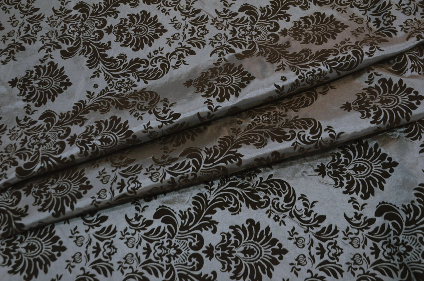 Damask Flocking Charcoal on Black