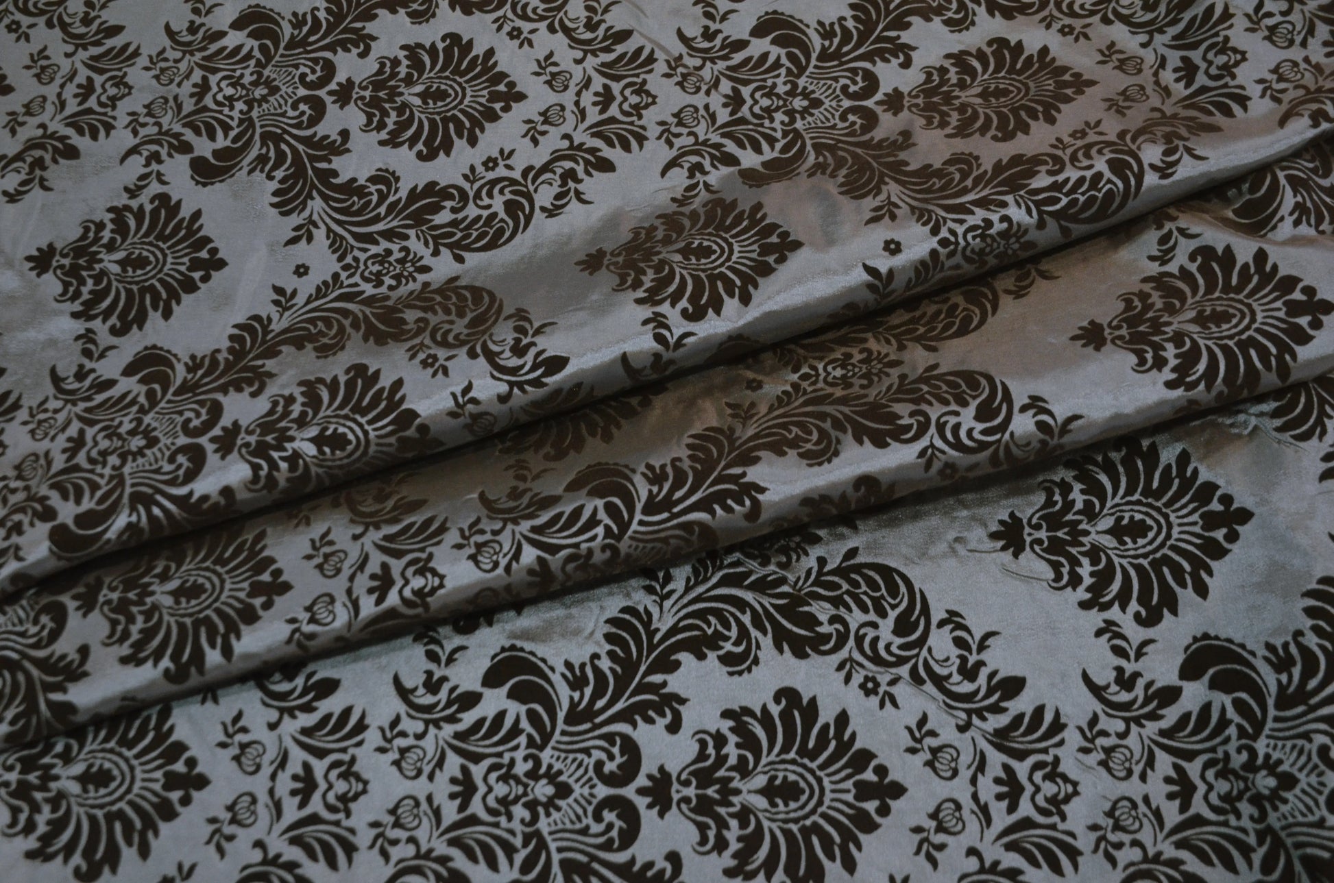 Damask Flocking Charcoal on Black