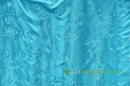 Aurora Taffeta Embroidery Fabrics | Flower Taffeta Embroidery with Sequins |