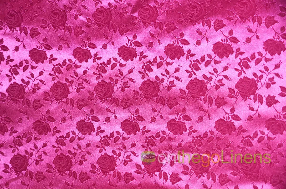 Floral Jacquard Satin Fabric by the Yard | Isabella Floral Jacquard | 60 Wide | Rose Jacquard Satin Fabric |
