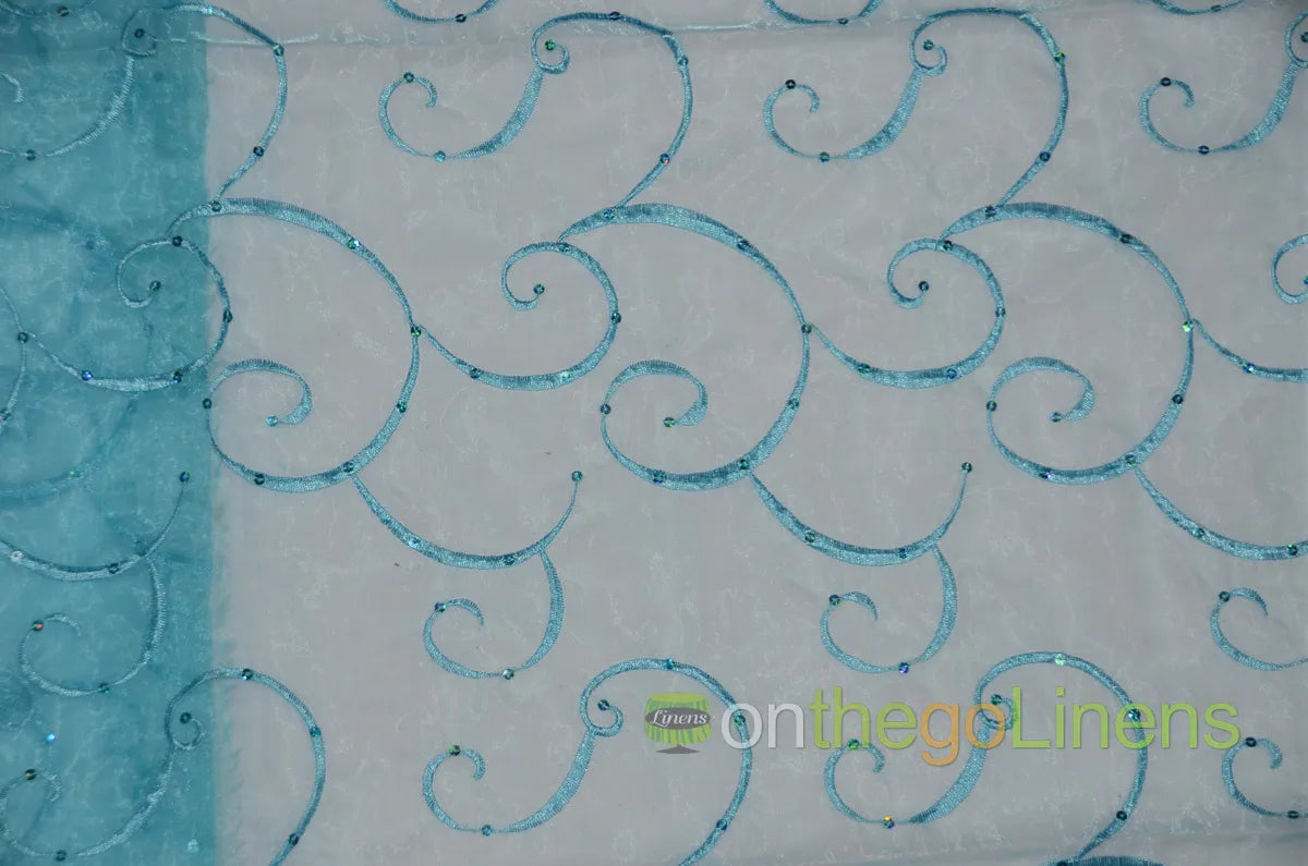 Organza Embroidery Aqua