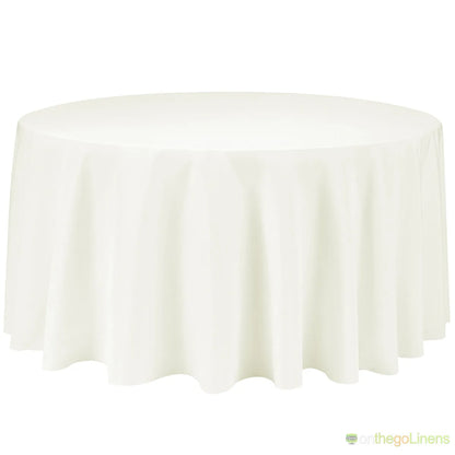 132" Round Polyester Tablecloth | Econoline Ready to Ship | 11 Colors to Choose From |