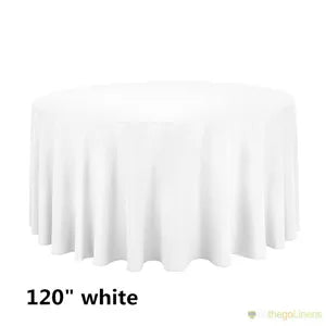 White 120 Round Polyester 