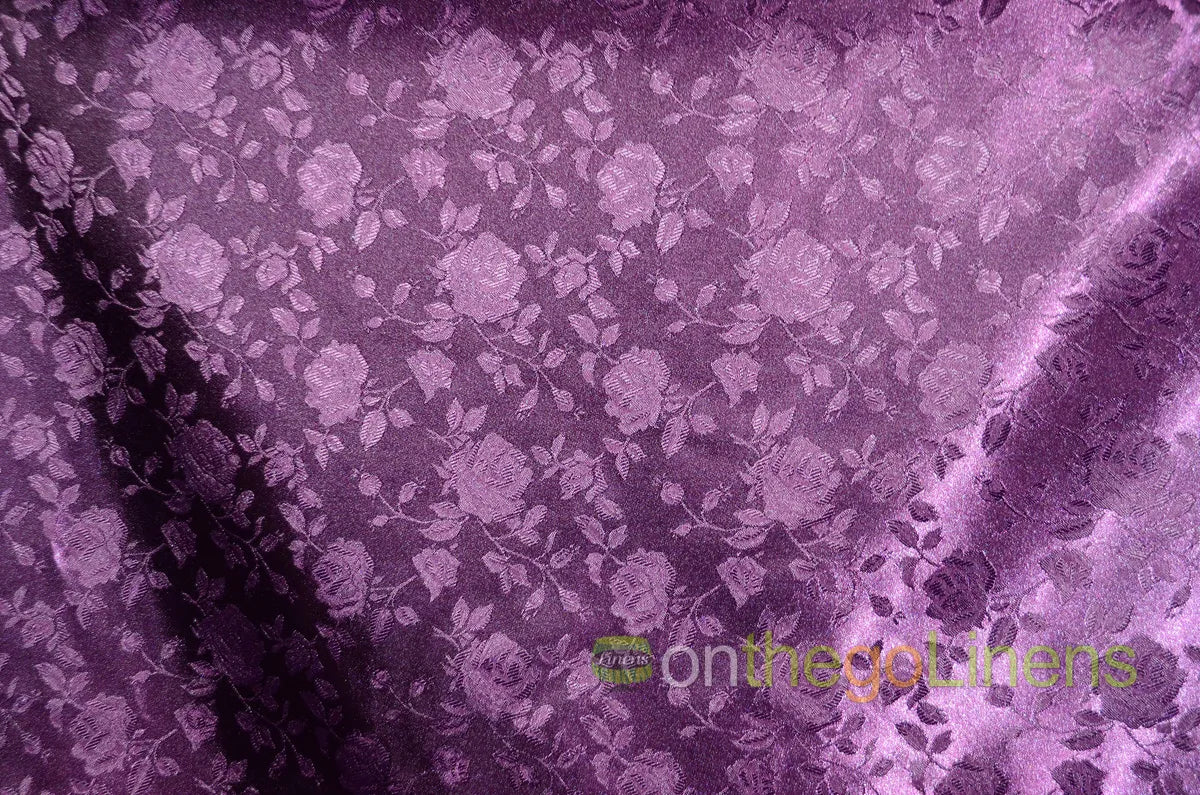 Floral Jacquard Satin Fabric by the Yard | Isabella Floral Jacquard | 60 Wide | Rose Jacquard Satin Fabric |