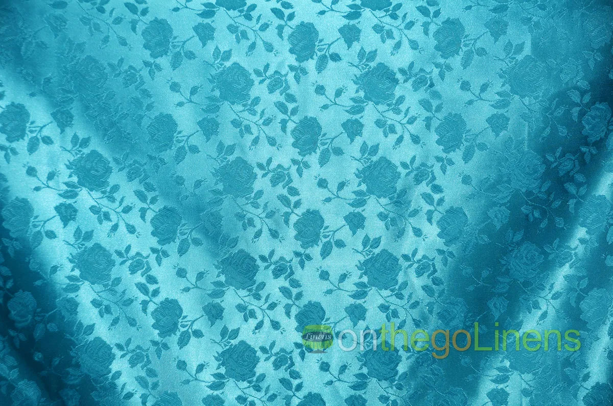 Floral Jacquard Satin Fabric by the Yard | Isabella Floral Jacquard | 60 Wide | Rose Jacquard Satin Fabric |