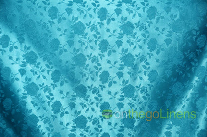 Floral Jacquard Satin Fabric by the Yard | Isabella Floral Jacquard | 60 Wide | Rose Jacquard Satin Fabric |