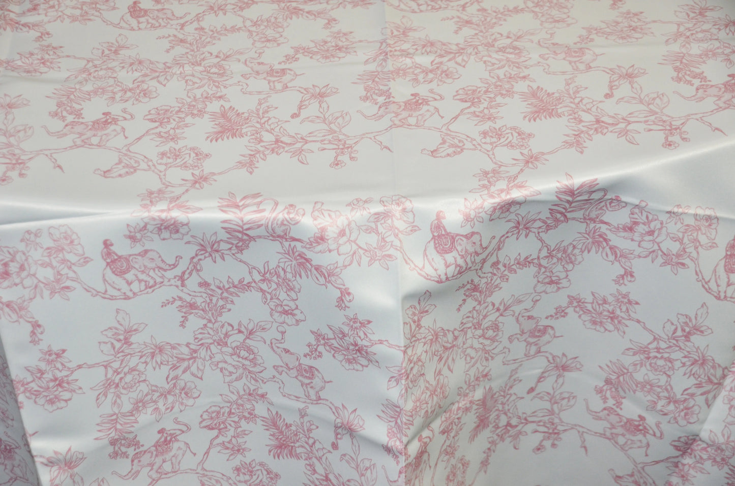 Ben Toile Satin Print Tablecloths | French Style Satin Print Table Linens | 100% Polyester Washable |