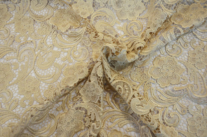 Guipure Lace Fabric by the Yard | Heavy Bridal Lace Fabric with Scallop Edges | 52" Wide | Multiple Colors |
