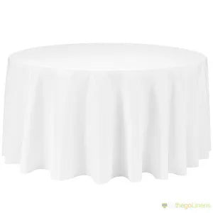 132" Round Polyester Tablecloth | Econoline Ready to Ship | 11 Colors to Choose From |