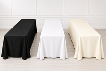 3 Tables Next to Each Other, 8ft Table Drapes for events in white ivory and black
