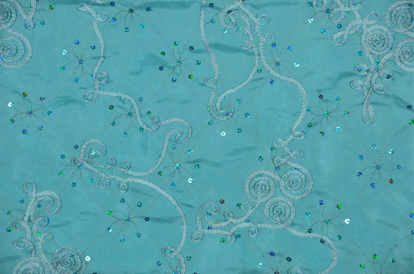 Ribbon Taffeta with Sequins Fabric by the Yard | Sequins Ribbon Taffeta Fabric | 54" Wide |