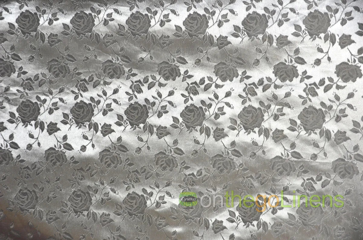 Floral Jacquard Satin Fabric by the Yard | Isabella Floral Jacquard | 60 Wide | Rose Jacquard Satin Fabric |