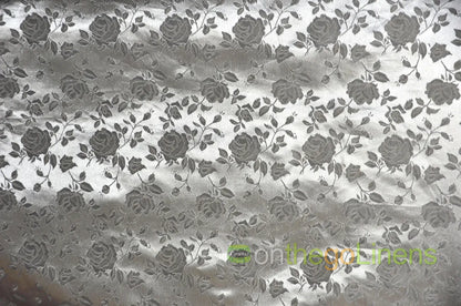 Floral Jacquard Satin Fabric by the Yard | Isabella Floral Jacquard | 60 Wide | Rose Jacquard Satin Fabric |
