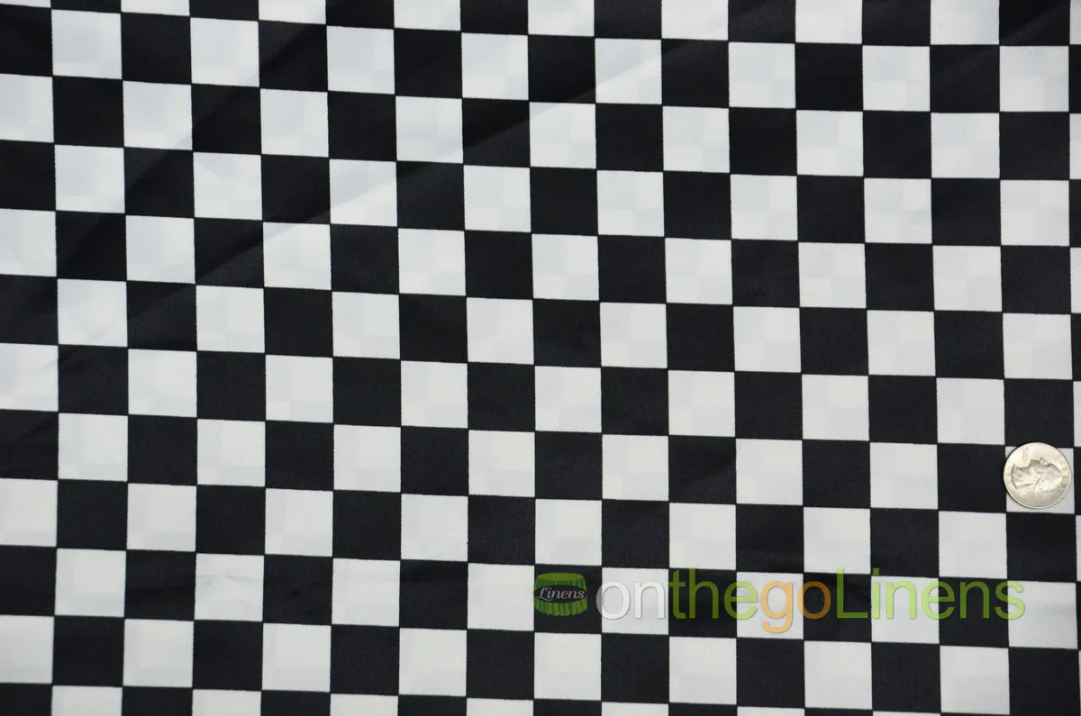 1" Checkers Lamour Satin |Available in Napkins and Chair Sashes | Two Colors Available |