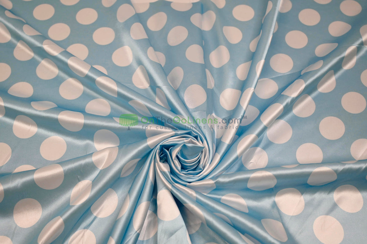 Polka Dot Charmeuse Satin Print Fabric by the Yard | 60" Wide | Large Dots |