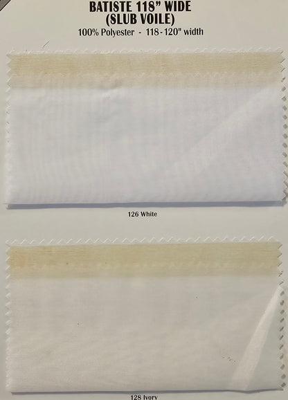 IFR Batiste Fabric | Inherently Fire Retardant Slub Voile Fabric | 118" Wide | 100% Polyester |