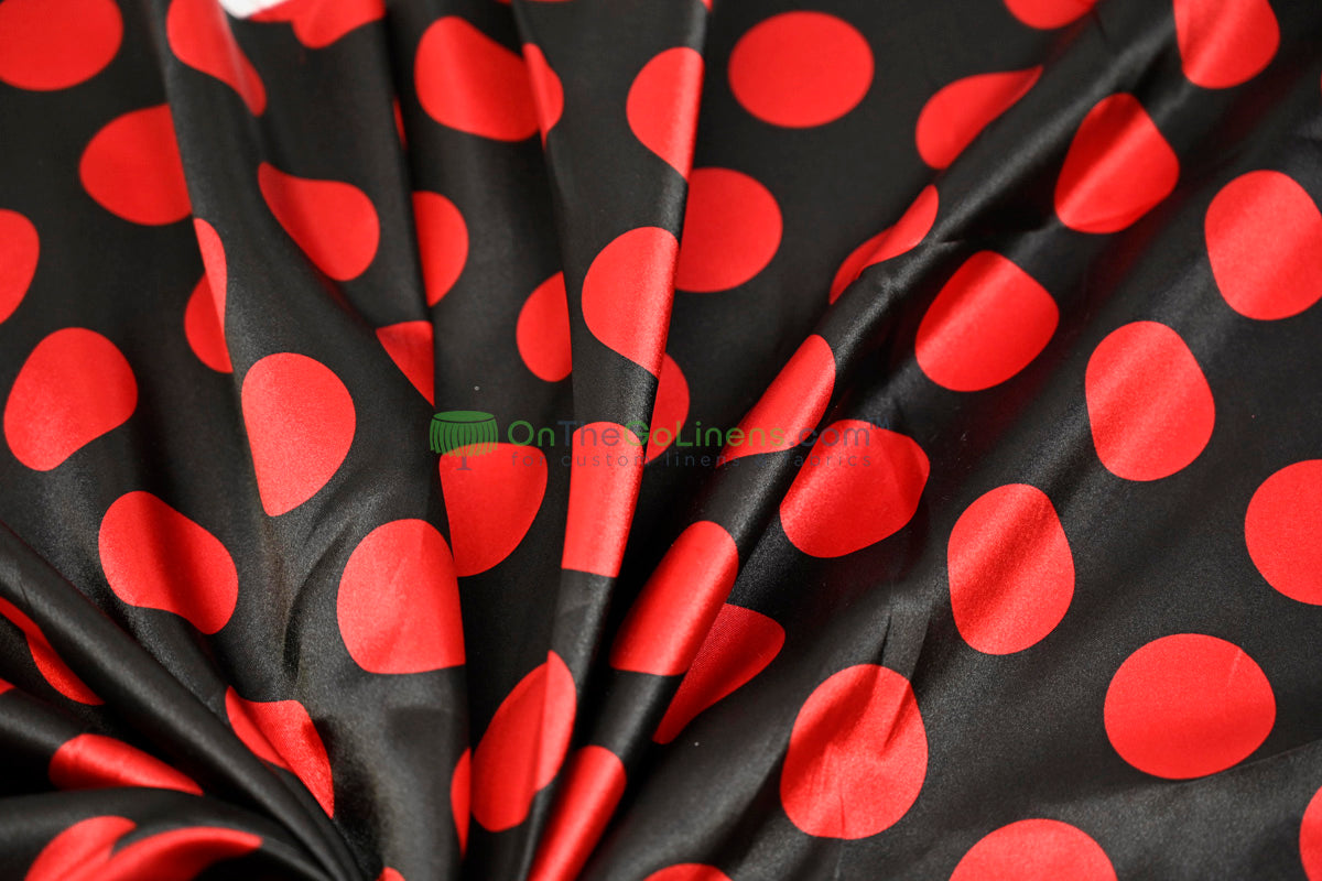 Polka Dot Charmeuse Satin Print Fabric by the Yard | 60" Wide | Large Dots |