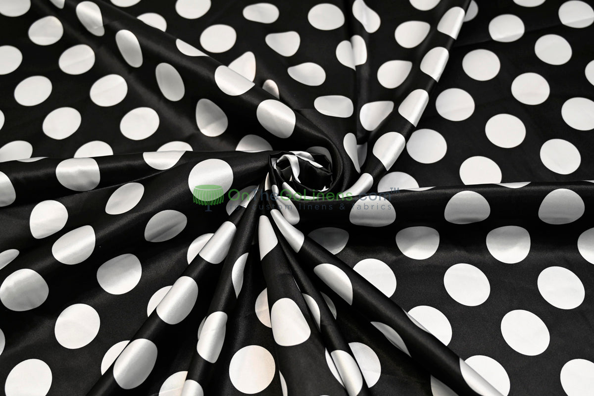 Polka Dot Charmeuse Satin Tablecloths | Large Dots | Multiple Colors |